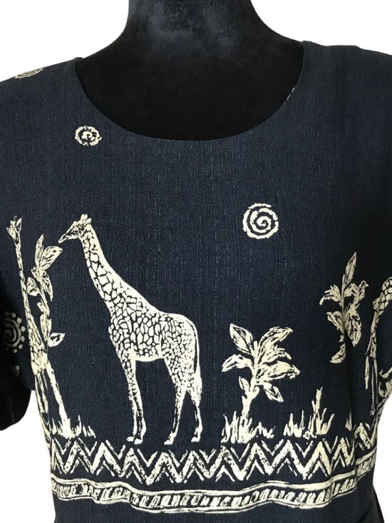 Citi Dress Giraffe Print Dress: Vintage 80s Long Rayon Dress Black Size 18W - Picture 12 of 12